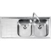 Barazza Lavello a due vasche con gocciolatoio sx B_LEVEL 1LLV120/2S finitura inox satinato da 116x50 cm