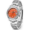 CADISEN Orologio automatico automatico da uomo elegante casual business orologio meccanico con cinturino in acciaio inossidabile in vetro zaffiro, Colore: arancione., Bracciale