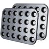 Tebery 2 Pezzi Teglia Antiaderente, Carbonio, Grigio, per 24 Mini Muffin, Muffin Piccoli, 38x27 cm