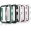 Bigqin 5PCS Custodia Compatibile per Apple watch Series 9/8/7 45mm,5PCS Pellicola Protettiva,TPU Protezione Cover Compatibile per Apple watch Series 8 7 45mm,Trasparente/nero/argento/oro rosa/verde