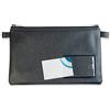 effektivo Borsa a tracolla con cerniera e finestra per biglietti da visita ed etichettatura 27 x 17 cm, in finta pelle, colore nero
