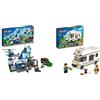 LEGO 60316 City Police Stazione di Polizia, con Elicottero Giocattolo e Camion della Spazzatura & 60283 City Camper delle Vacanze, Modellino da Costruire di Roulotte Giocattolo