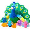 Skylety 18 Pollici Pavone di Peluche con 4 Piccoli Pavoni all'Interno della Sua Pancia con Cerniera Animali di Peluche Morbido Giocattolo per Regalo Festa Compleanno Decorazioni (Pavone)