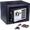 Nictemaw Meykey Cassaforte Elettronica, Cassaforte Piccola,2 Chiave per apertura d'emergenza,23 × 17 × 17 cm, Nero