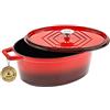 Laguiole - Casseruola in ghisa smaltata ovale rosso 31 x 23 cm - 5,7 L