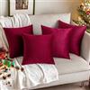 MIULEE 4 Pezzi Copricuscini Federde Cuscini in Poliestere Morbido Finto Lino Imitazione Elegante Decorativo per Divano Camera da Letto Soggiorno 45x45cm Rosso Scuro