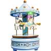 WEofferwhatYOUwant Carillon Meccanico Giostra Cavalli Blu con Musica Für Elise, Luci LED RGB Colorate, Senza Batterie, Regalo Bambina Neonato, Cake Topper Festa Compleanno, Decorazione Cameretta, Arredo Casa Vintage
