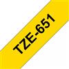 BROTHER Nastro Brother Laminato Nero Su Giallo TZe-651 TZ-651 24mm x 8m