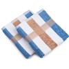 Gözze - Asciugamano a Righe New York, Set da 2 Pezzi, Morbido e Assorbente, 100% Cotone, 50 x 100 cm - Marrone/Bianco/Blu Fiordo