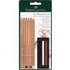 Faber-Castell 112998 - Set monocromatico Pitt 9 pezzi, con matite per artisti, matite pastello e pastelli a cera