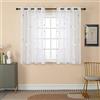 GIRASOLE HOME® Coppia Tende Voile Filtranti Fantasia Stelle Argentate Tenda Bianca per Interni con Occhielli 2 Pannelli (Stelle Argento, 140x145cm)
