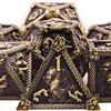 SIQUK 7 Pezzi Dadi Metallo D&D Poliedrici D20 D12 D10 D% D8 D6 D4 Set per Dungeon and Dragons, Bronzo