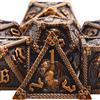 SIQUK 7 Pezzi Dadi Metallo D&D Dadi Poliedrici D20 D12 D10 D% D8 D6 D4 Set Dadi in Metallo per Dungeon and Dragons, Oro Antico