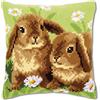VERVACO Kit Cuscino Punto Croce Due Conigli Set Ricamo Principianti Cuscini Gobelin Decorativi ca. 40 x 40 cm Accessori per Lavoretti Creativi DIY Casa Decor Hobby Adulti Cross Stitch