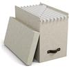 Bigso Box of Sweden Contenitore per documenti con coperchio - Raccoglitori da scrivania con 8 cartelle sospese - Raccoglitori documenti in fibra di legno e carta effetto lino - beige