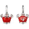 Chantecler / Et Voilà / orecchini campanella granchio piccoli / argento, smalto rosso e diamanti neri - 38465