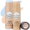 Aloha Care Aloha Sun Stick SPF 50+ | Crema (stick) solare viso minerale colorata per il surf | Tubo di carta ecologico (2-pack (blu + beige))