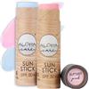 Aloha Care Aloha Sun Stick SPF 50+ | Crema (stick) solare viso minerale colorata per il surf | Tubo di carta ecologico (2-pack (blu + pink))