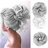 Pwsap Estensione del Panino Ondulato Riccio Disordinato Extension per Chignon Capelli Finti coda di cavallo con Elastico Estensione a Ciambella Riccia per Ragazza Donne con Corda per Capelli Forcina, Grigio