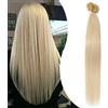 Elailite Extension Capelli Veri Cheratina 50 Ciocche 50g U Tip Nail 1 Grammo - 100% Remy Human Hair Biondi 45cm Pre Bonded Keratin Capelli Naturali Indiani #60 Biondo Platino