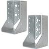 AERZETIX - C58655 - Set di 2 staffe per travi con ali interne 70x125x75x2mm - scarpa del travetto con 32 fori - in acciaio zincato Z275