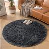 CHOSHOME Tappeto rotondo e soffice, grigio, 80 cm, antiscivolo, lavabile, morbido, tappeto a pelo lungo, per soggiorno, camera da letto, camera dei bambini, decorazione per interni