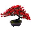 Fycooler Artificiali Pianta Bonsaï Rosso Cina - Albero Bonsai Artificiale - Pianta in vaso Finto Plastica Artificiale Bonsai, Casa Decorazione Interno Ufficio Balcone Giardino Zen Orientale Ornamenti