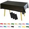 POPOYU Tovaglie rettangolari per feste, 3 pezzi, 137 x 274 cm, rotolo di carta usa e getta, in plastica, impermeabili, resistenti all'olio, per feste, Halloween, picnic, compleanni, colore nero