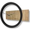 FLEXISTYLE Orologio da Parete, Wood Oak, Nero, 32cm, naturale, legno rovere, soggiorno, camera da letto
