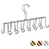 Relaxdays Gruccia Portacinture in Metallo, Moderno Appendino per Cravatte, Salvaspazio, 14 Ganci da Armadio, Argento