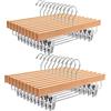 Amber Home 20 Pezzi 35.5cm Grucce Appendiabiti in Legno Naturale Liscio Robusto per Pantaloni Gonna Calzino Biancheria Intima Mutande con Clips