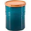 LE CREUSET Barattolo M con coperchio in legno in Gres Vetrificato, 540 ml, 10 cm, Deep Teal, 91044401642099