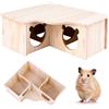 Mitening Casetta in Legno per Porcellini D'India, Criceti, Gerbilli, Degus, Topi Spinosi e Cavie - 3 Camere Masticabile Nascondiglio Angolare