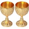 Beufee Calice da vino, 2 calici da vino in metallo vintage in rilievo, calice da vino in rilievo fatto a mano in oro, calice da vino corto, calice da vino, calice da liquore per feste e matrimoni