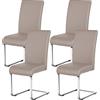 Yaheetech Set 4 Sedie Sala da Pranzo Moderne Imbottite in Ecopelle e Acciaio Cromato da Ufficio Salotto Portata 135 kg Marrone Chiaro