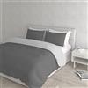 Italian Bed Linen Set Copripiumino 100% Cotone Natural Color, Made in Italy - Parure Copri Piumino - Sacco Piumone 250x200 cm con Doppia Patella e Federe Cuscino, Matrimoniale, Grigio Scuro/Grigio Chiaro