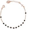 Handmade Linea Italia Gioielli - Bracciale per Donna Rosario In Argento 925 Placcato Rosa con Pietre Nere, Croce e Medaglietta Madonna - Made In Italy