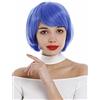 WIG ME UP-0823-T2512B Parrucca Donna Corta Liscia Voluminosa Bob Riga Azzurro Blu