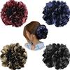 Cinaci Confezione da 4 fermagli per capelli in plastica nera con grande fiocco in raso a forma di fiore, fermagli per coda di cavallo, chignon, accessori per capelli per donne e ragazze