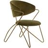 DRW Set di 2 sedie in Metallo Dorato Schienale in Velluto Seduta 42 cm, Oro E Verde Oliva, 56x63x81cm, Alt. Asiento 42cm
