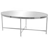 DRW Tavolino Ovale in Acciaio Cromo, Specchio Spessore, Metallo, Cromato, 110x55x40cm, Espejo 5mm Grosor