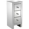 DRW Comodino con 3 cassetti in Vetro Specchio e Legno, 30x30x70cm