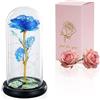 Glasseam La Bella E La Bestia Rose In Cupola Di Vetro Luci A LED Crystal Rose Fiori Regalo Per Compleanno Anniversario San Valentino Matrimonio Fidanzata Moglie Donne