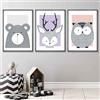 Artze Wall Art Set di 3 stampe artistiche con animali della foresta, 30 cm di larghezza x 40 cm di altezza, rosa/lilla
