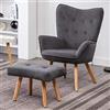 HollyHOME Poltrona con Poggiapiedi Salotto Velluto Poltrona da Lettura Relax Sedia Camera da Letto con Braccioli, Grigio Scuro