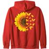 Funny Sunflower Butterfly Hippie Shirt Girasole Con Farfalle Folanti Hippie Bohemian Regalo Donna Felpa con Cappuccio