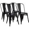 Amazon Basics confezione da 4 sedie da pranzo in metallo con schienale, impilabili, per bistrò, cucina, interni ed esterni, Nero, 51 x 43 x 85 cm
