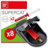 SWISSINNO Trappola per Topi PRO SuperCat - 8 trappole a scatto con esca al burro di arachidi - Sistema Easy Catch senza falsi scatti - Riutilizzabili igieniche affidabili - Include 2 siringhe di esca