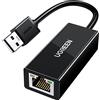 UGREEN Adattatore USB a Ethernet RJ45, Convertitore di Red Lan 100Mbps per Console Switch, XiaoMi Mi Box S/3, Macbook Pro/Air, Chromecast (Nero)