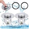 Mikqky 2 Pezzi Filtro Tappo Lavandino Bagno Valvola Piletta, Tappi Per Lavandino Bagno Click Clack, Tappo Scarico Vasca Universale Con Filtro, Tappo Bidet Universale Pop Up, 34-40mm (Argento)